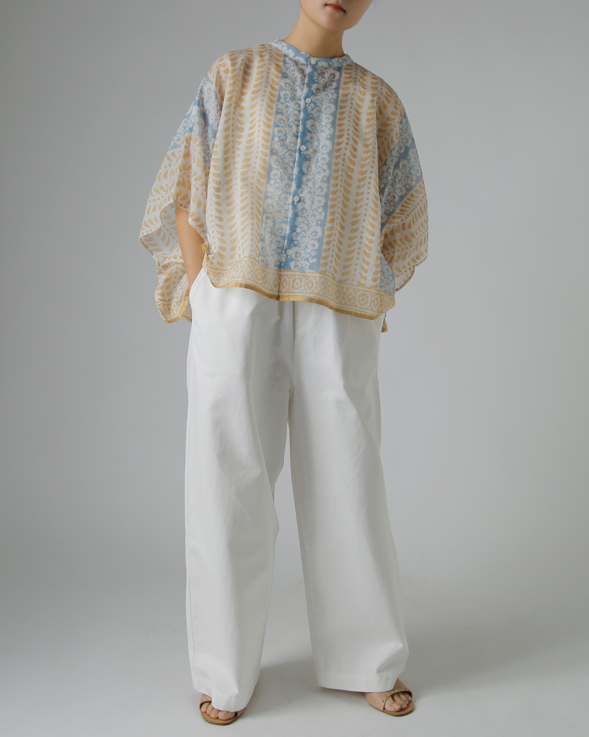 WONDER FULL LIFE(�����_�[�t�����C�t)�R�b�g���V���N �u���b�N�v�����g �u���E�X �gDUAL BLOUSE�h wfl26-s77