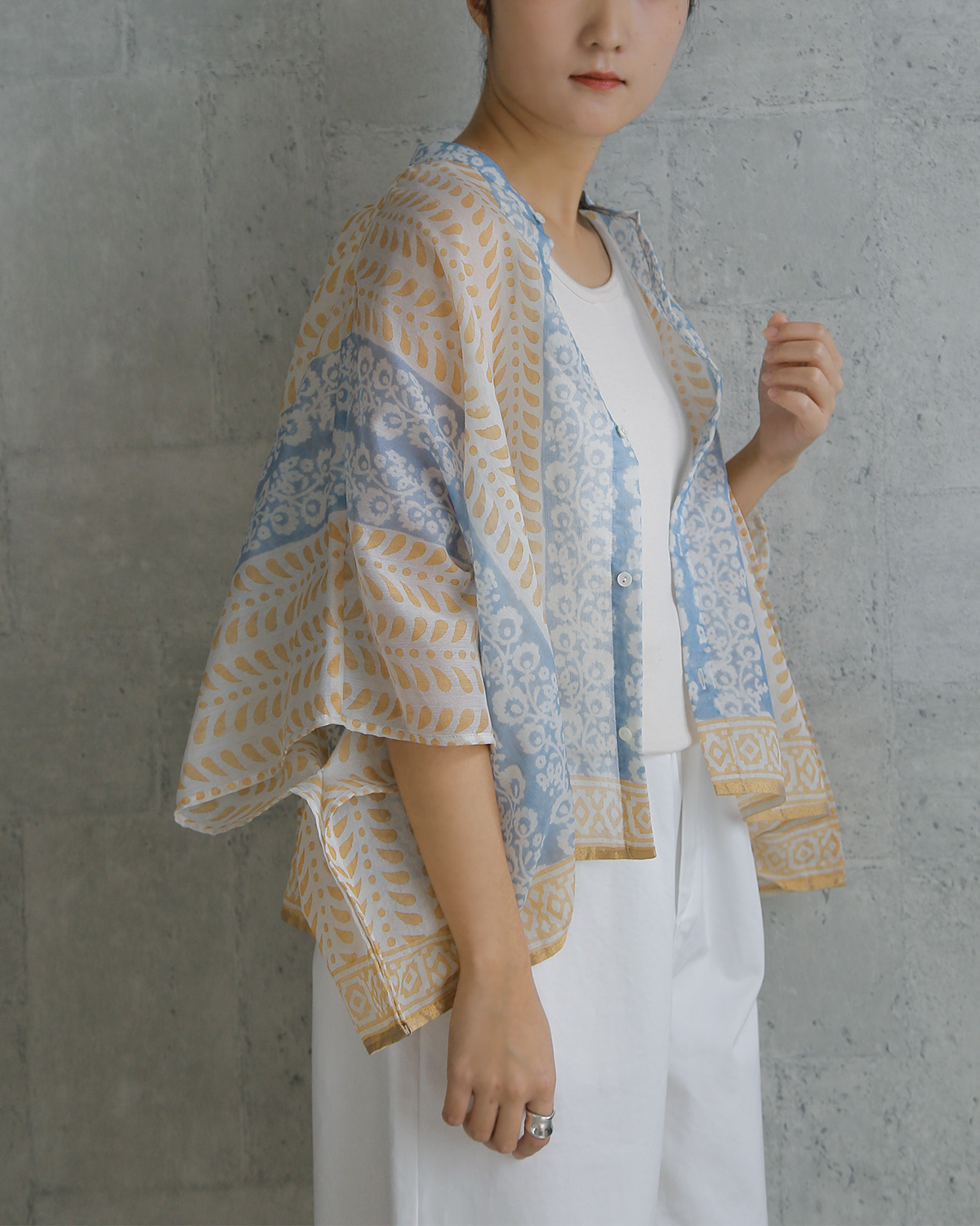 WONDER FULL LIFE(�����_�[�t�����C�t)�R�b�g���V���N �u���b�N�v�����g �u���E�X �gDUAL BLOUSE�h wfl26-s77