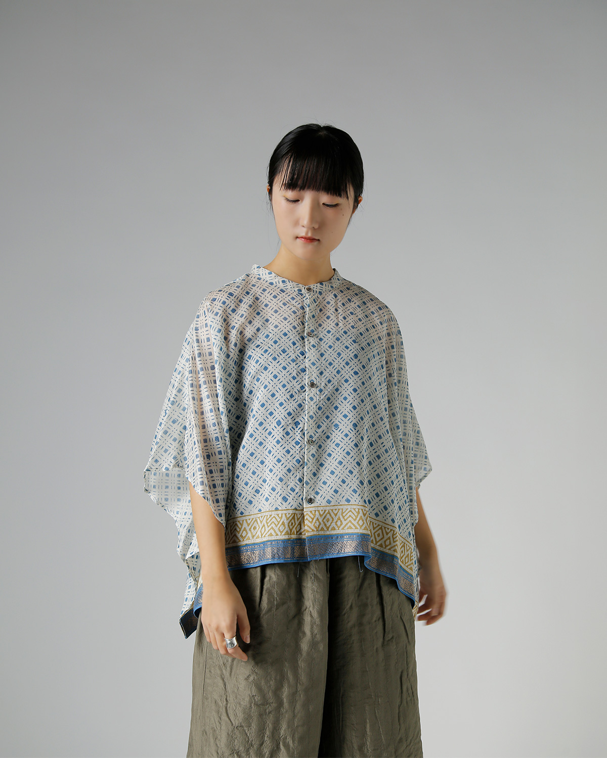 WONDER FULL LIFE(�����_�[�t�����C�t)�R�b�g���V���N �u���b�N�v�����g �u���E�X �gDUAL BLOUSE�h wfl26-s77