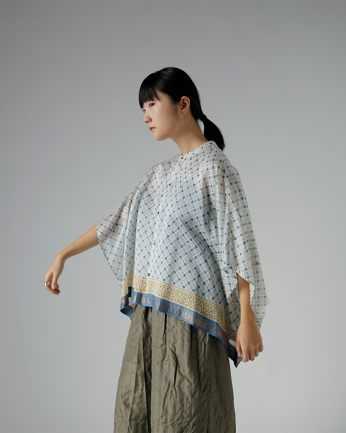 WONDER FULL LIFE(�����_�[�t�����C�t)�R�b�g���V���N �u���b�N�v�����g �u���E�X �gDUAL BLOUSE�h wfl26-s77