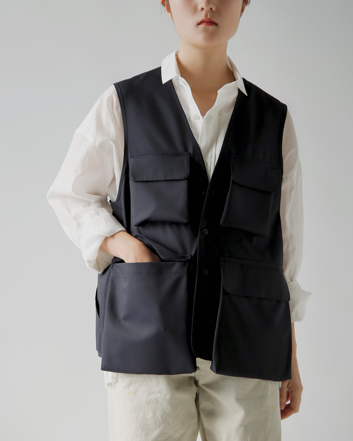 TOUJOURS(�g�D�W���[)SUPER120s�g���s�J���E�[�� �x�X�g �gHunting Utility Long Vest�h ym44av02