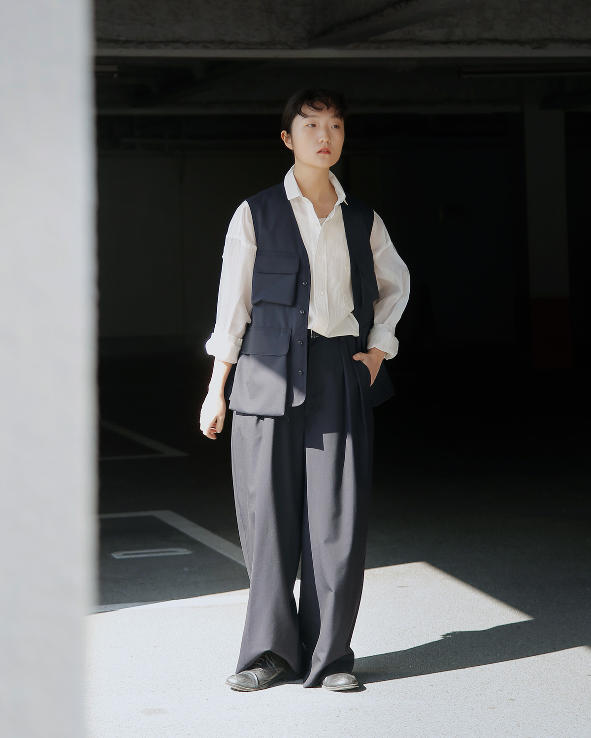 TOUJOURS(�g�D�W���[)SUPER120s�g���s�J���E�[�� �x�X�g �gHunting Utility Long Vest�h ym44av02