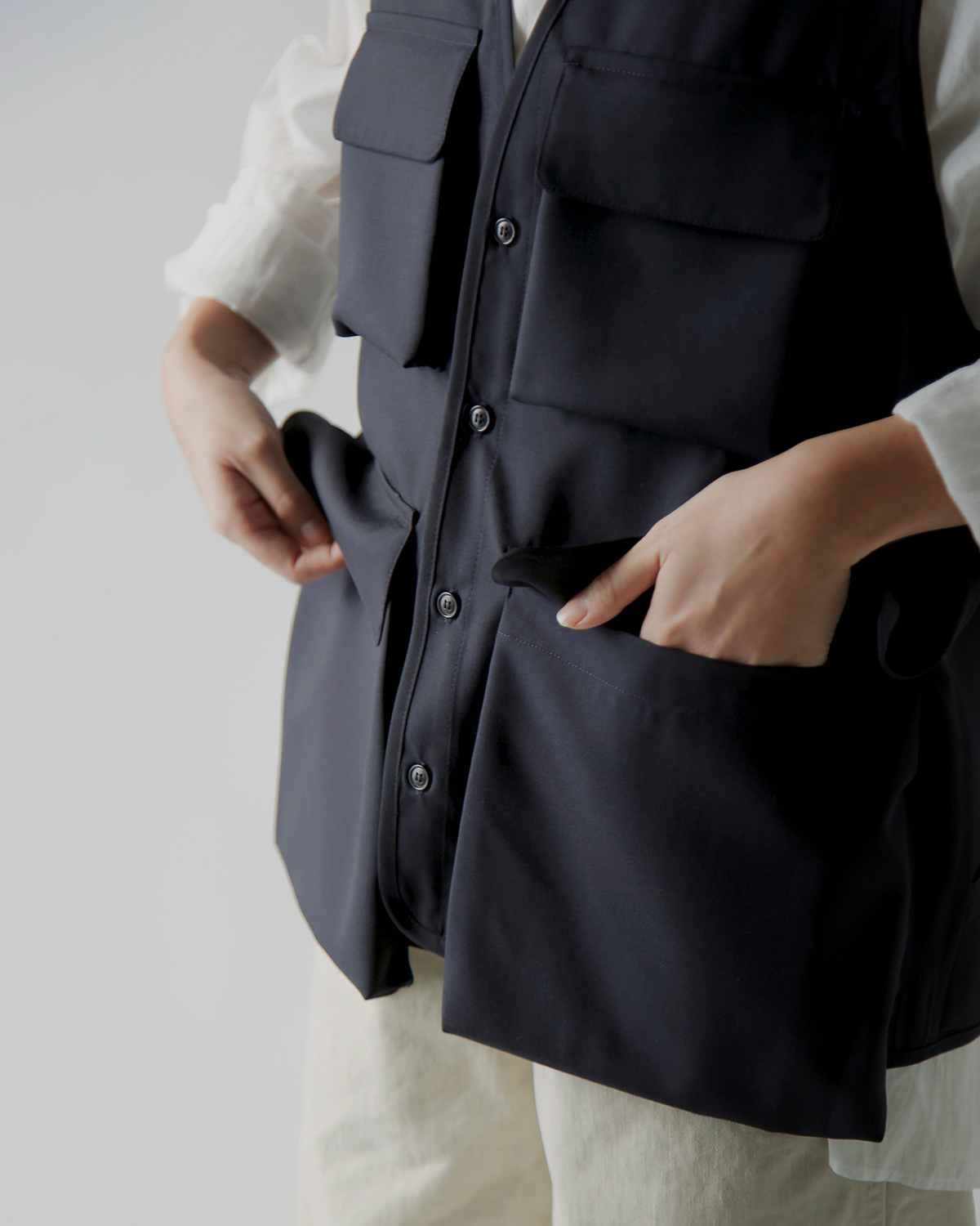 TOUJOURS(�g�D�W���[)SUPER120s�g���s�J���E�[�� �x�X�g �gHunting Utility Long Vest�h ym44av02