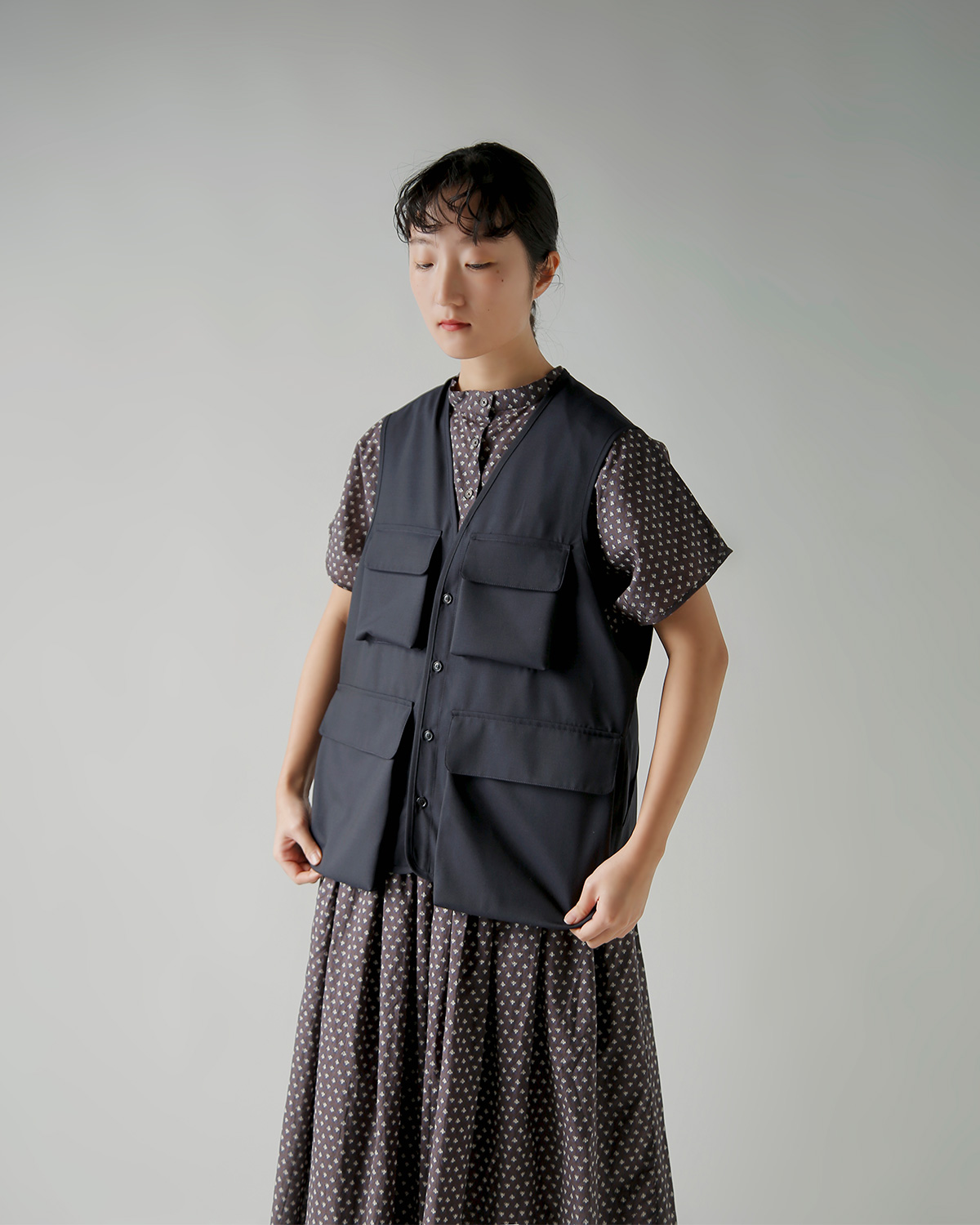 TOUJOURS(�g�D�W���[)SUPER120s�g���s�J���E�[�� �x�X�g �gHunting Utility Long Vest�h ym44av02