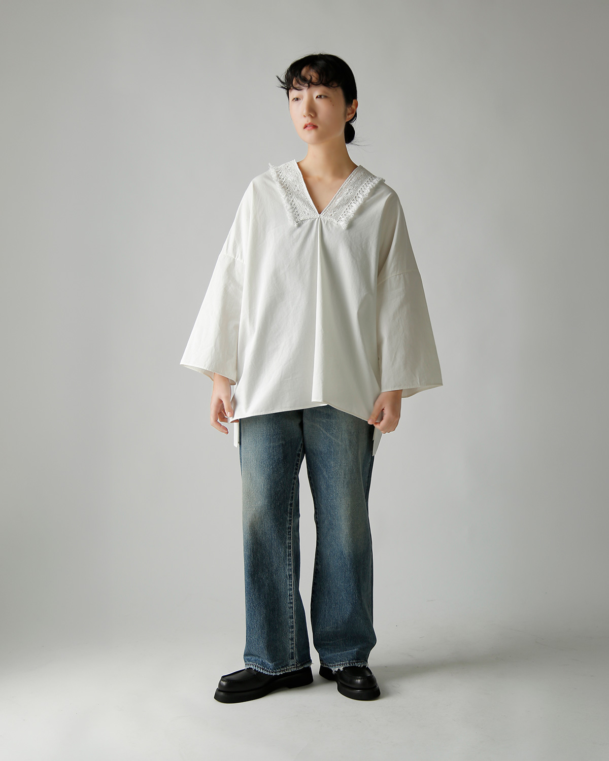 TOUJOURS(�g�D�W���[)�X�[�y���A���E�R�b�g�����B���e�[�W�V�[�e�B���O �|���`�� �gFringe Lace Poncho�h ym44bs05