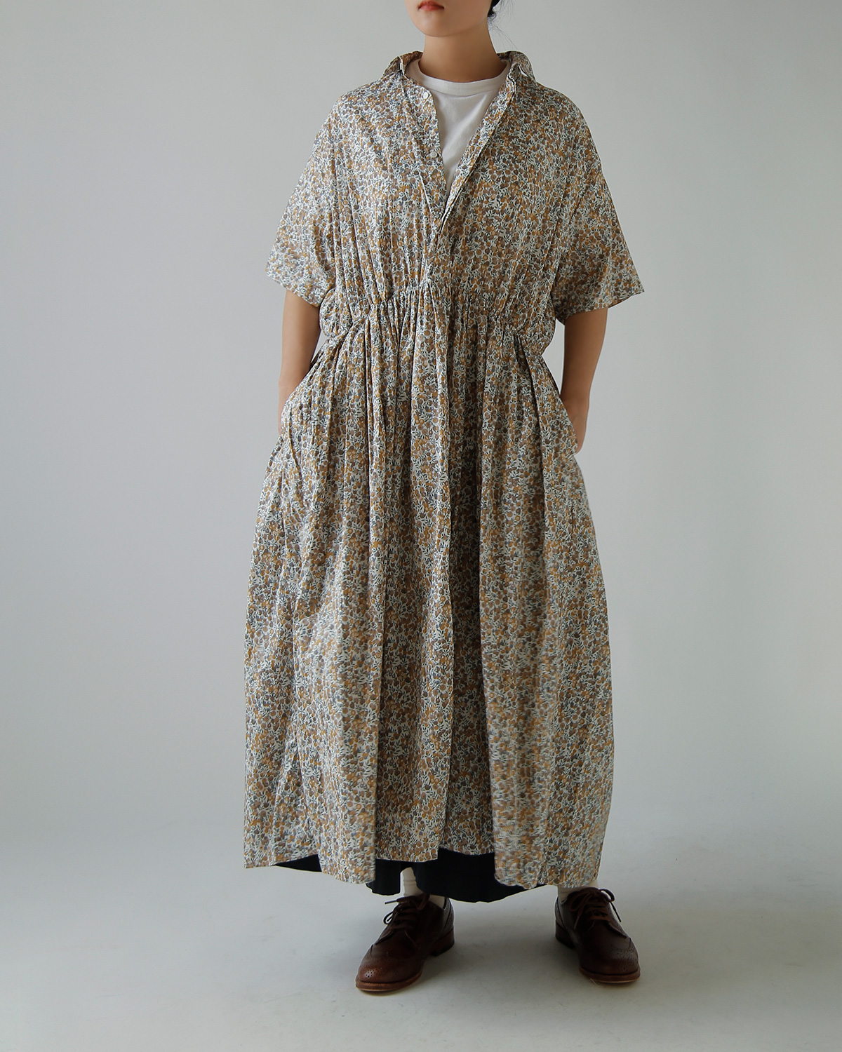 TOUJOURS(�g�D�W���[)���o�e�B�t�����[�v�����g�R�b�g�� �h���X �gShort Sleeve Classic Gathered Dress�h ym44id04-ym44sd04