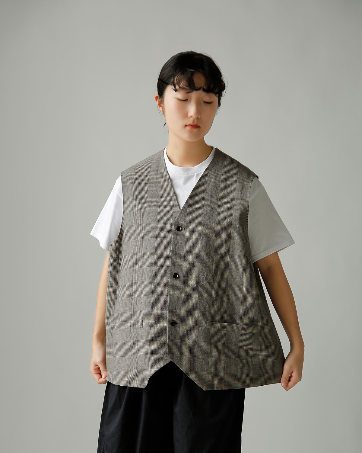 TOUJOURS(�g�D�W���[)�r�X�R�[�X�R�b�g�����l�� �O�����`�F�b�N �x�X�g �gOversize Vest�h ym44jv03