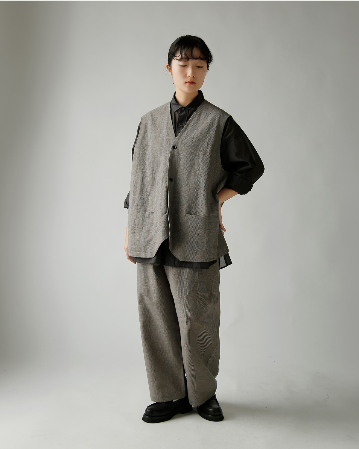 TOUJOURS(�g�D�W���[)�r�X�R�[�X�R�b�g�����l�� �O�����`�F�b�N �x�X�g �gOversize Vest�h ym44jv03