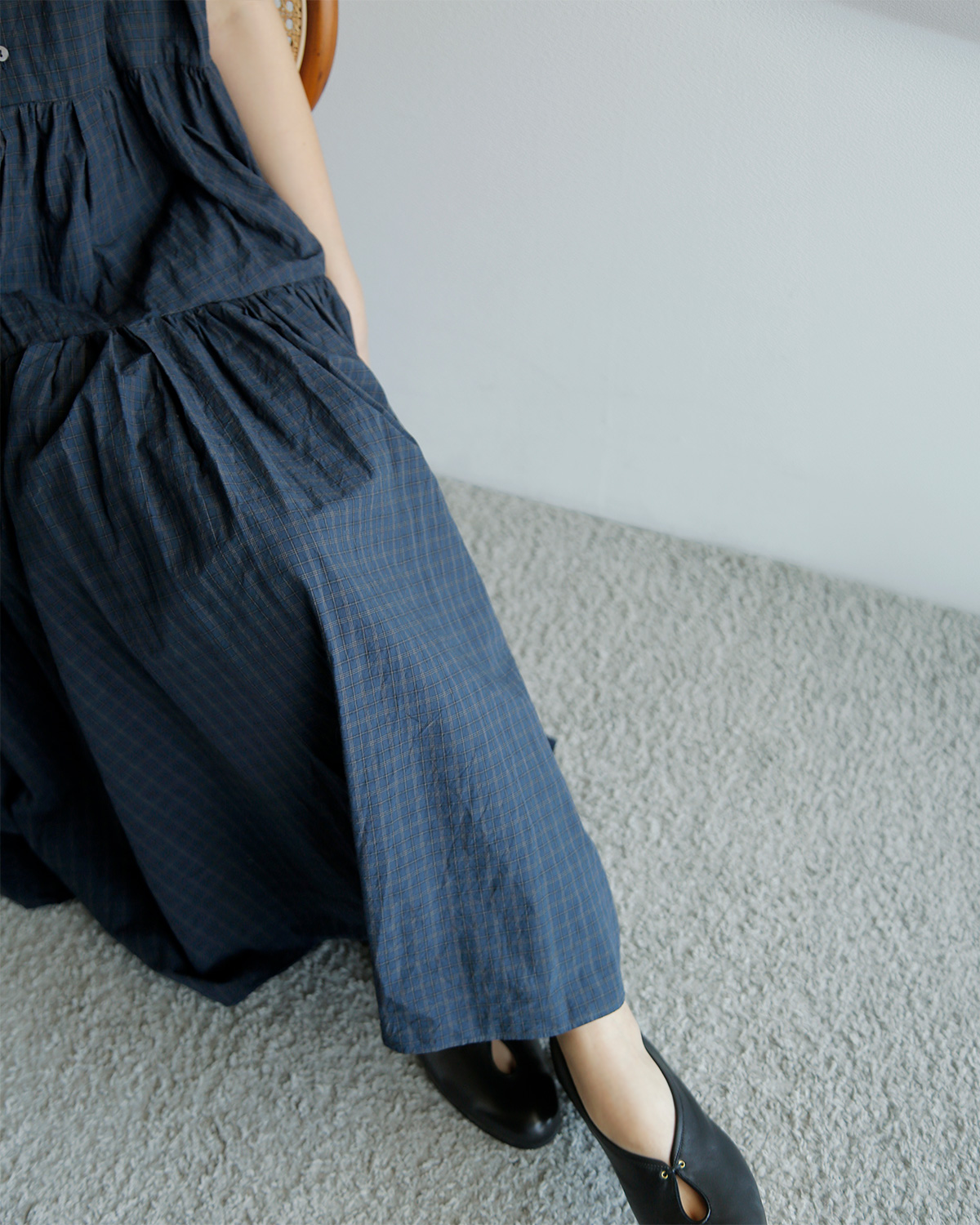 TOUJOURS(�g�D�W���[)�n�[�h�E�H�b�V���R�b�g�� �^�b�^�[�\�[���`�F�b�N �V���c�h���X �gBand Sleeve Tiered Shirt Dress�h ym44td05