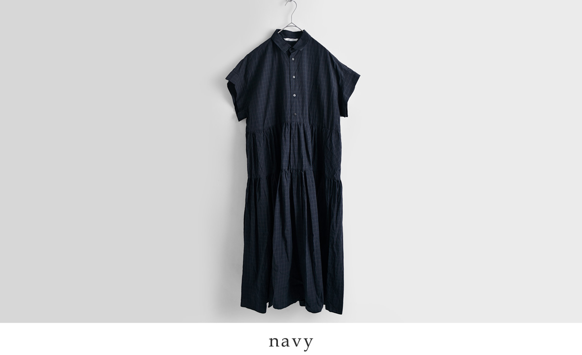 TOUJOURS(�g�D�W���[)�n�[�h�E�H�b�V���R�b�g�� �^�b�^�[�\�[���`�F�b�N �V���c�h���X �gBand Sleeve Tiered Shirt Dress�h ym44td05