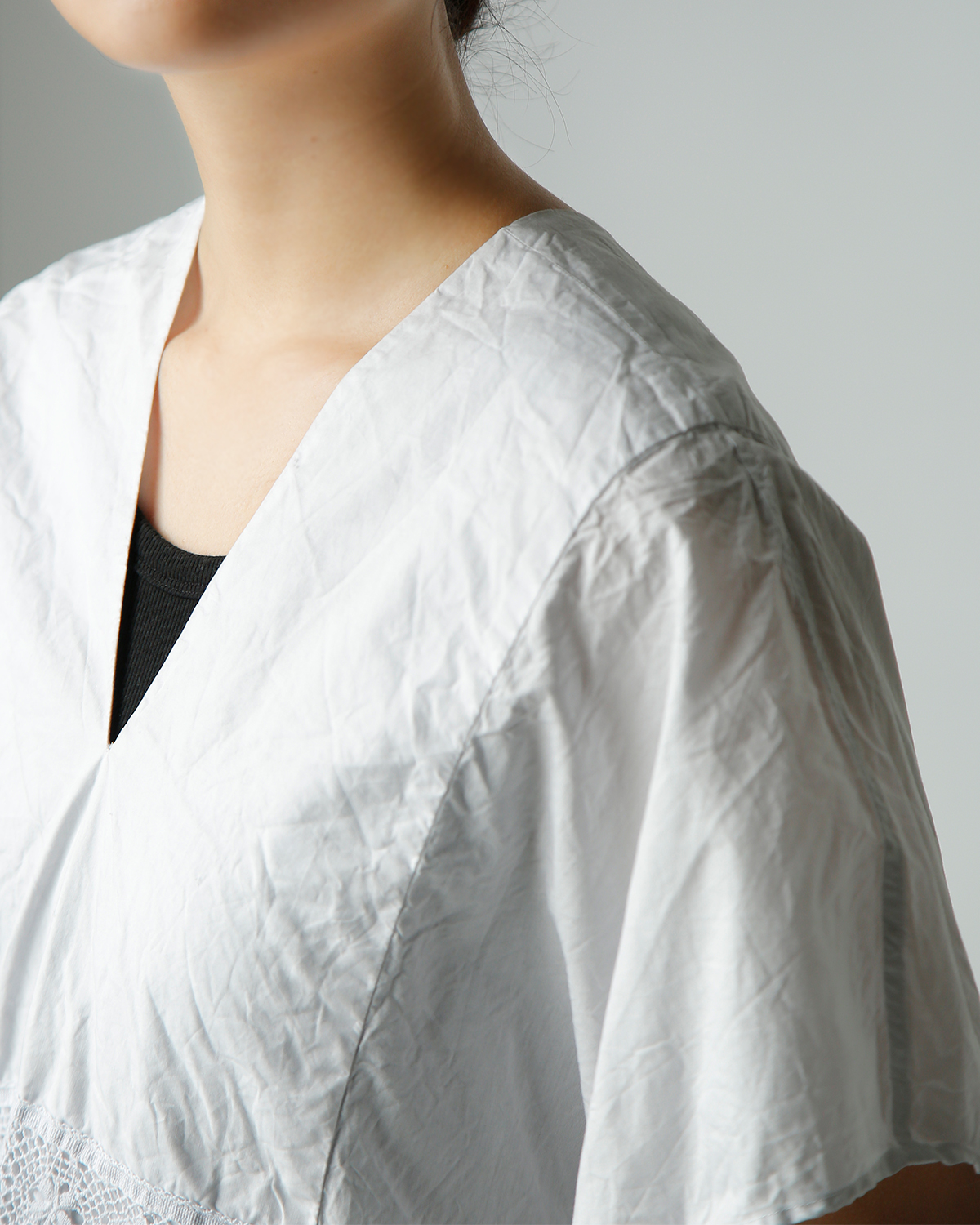 TOUJOURS(�g�D�W���[)�����N���R�b�g���y�[�p�[ �|���`���h���X �gNatural Garment Dyed Fringe Lace Poncho Dress�h ym44vd05