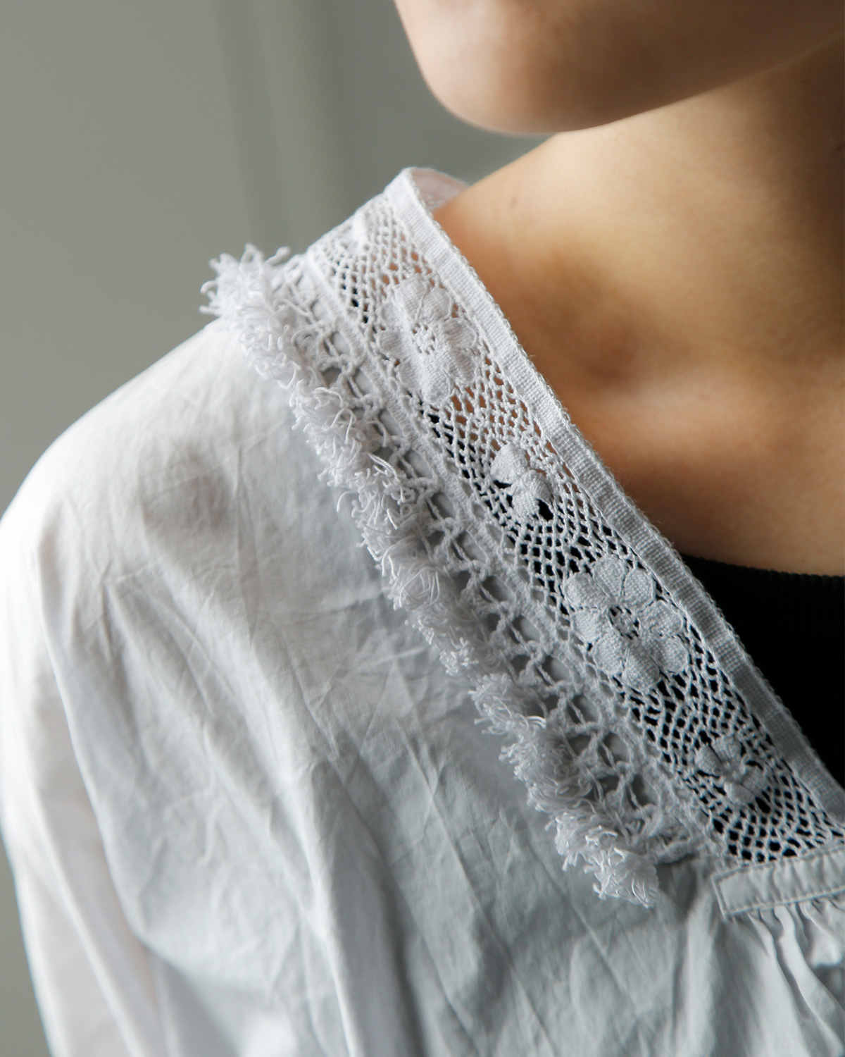 TOUJOURS(�g�D�W���[)�����N���R�b�g���y�[�p�[ �{�����V���c �gNatural Garment Dyed Fringe Lace Bolero Shirt�h ym44vs04