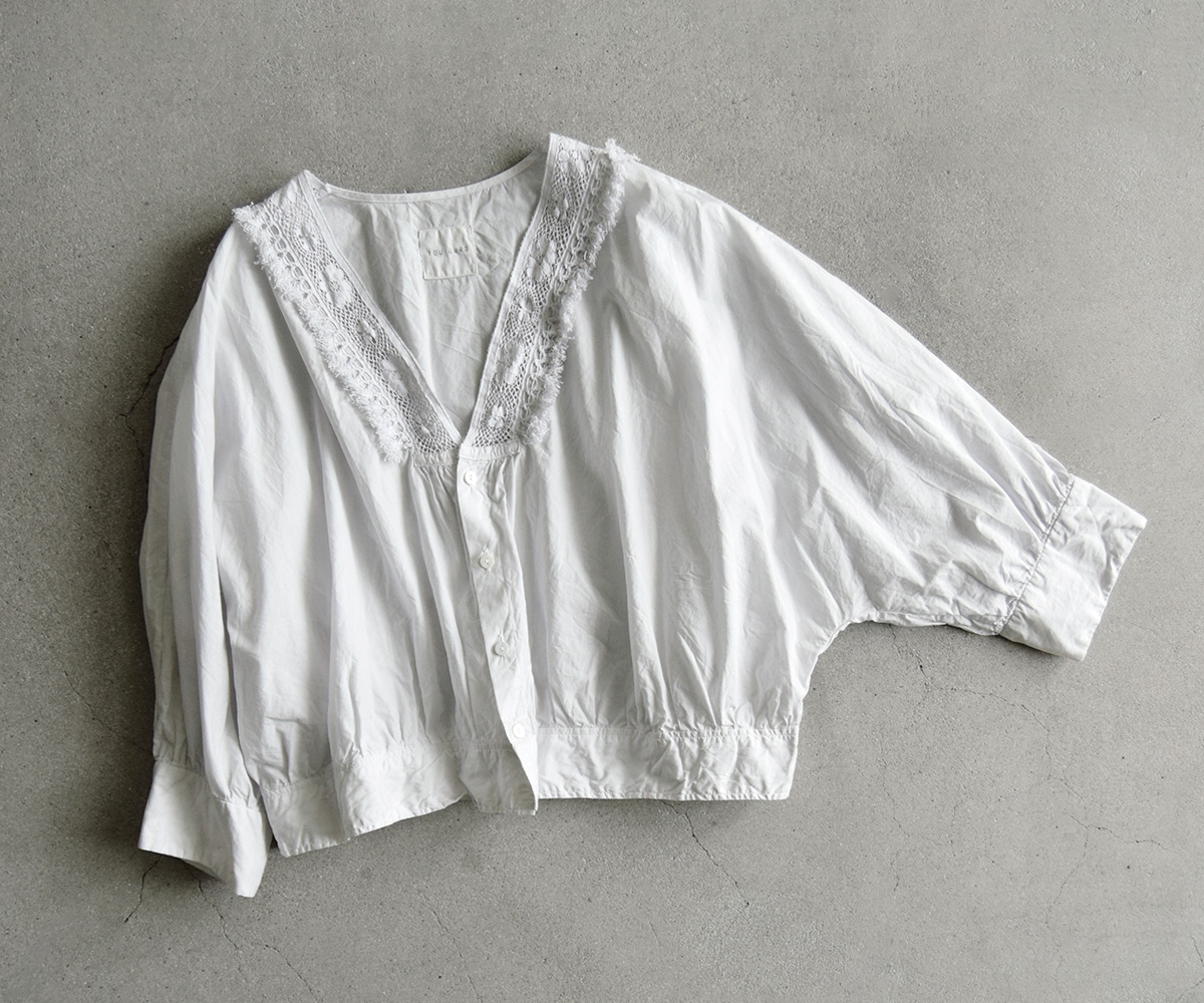 TOUJOURS(�g�D�W���[)�����N���R�b�g���y�[�p�[ �{�����V���c �gNatural Garment Dyed Fringe Lace Bolero Shirt�h ym44vs04