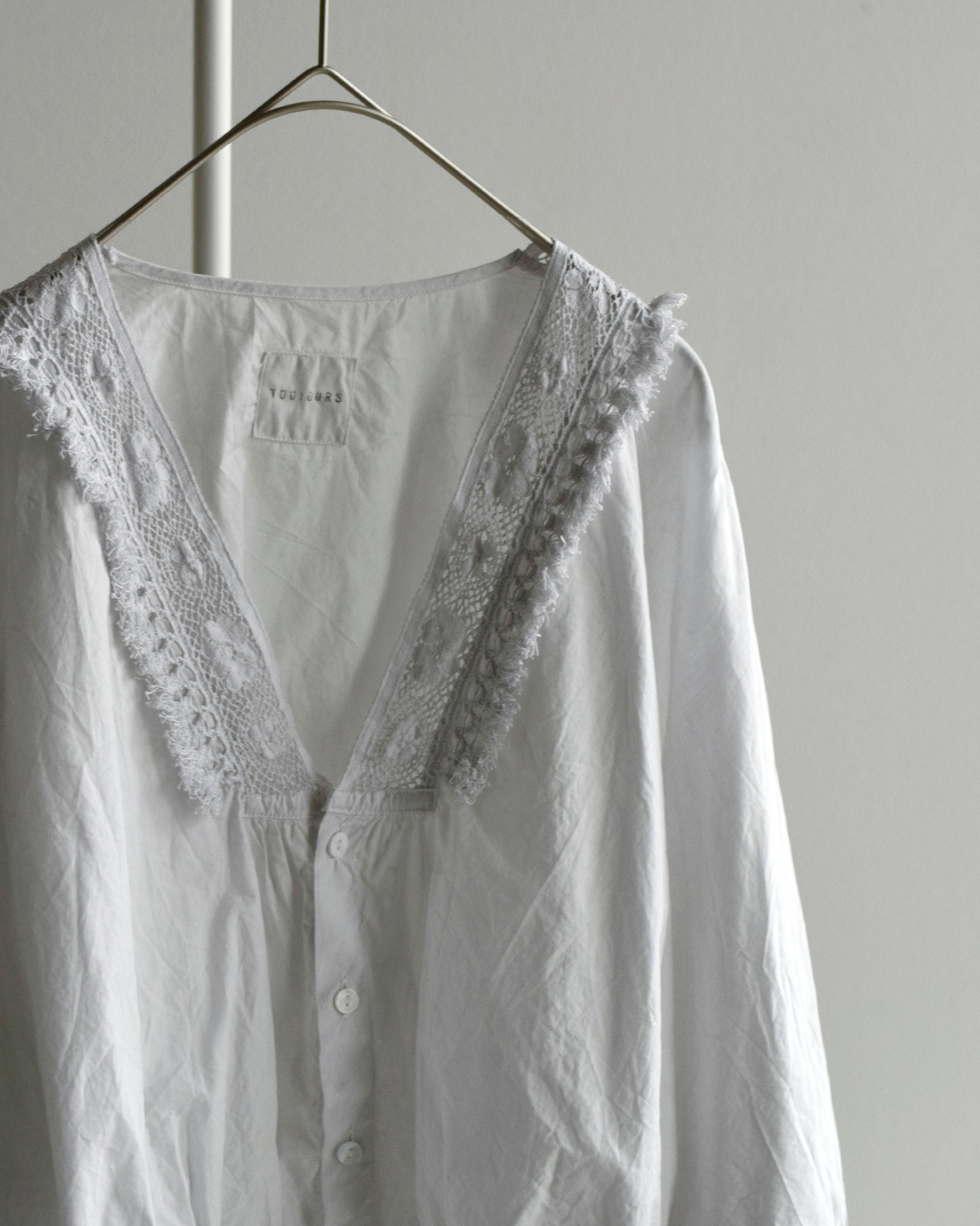 TOUJOURS(�g�D�W���[)�����N���R�b�g���y�[�p�[ �{�����V���c �gNatural Garment Dyed Fringe Lace Bolero Shirt�h ym44vs04