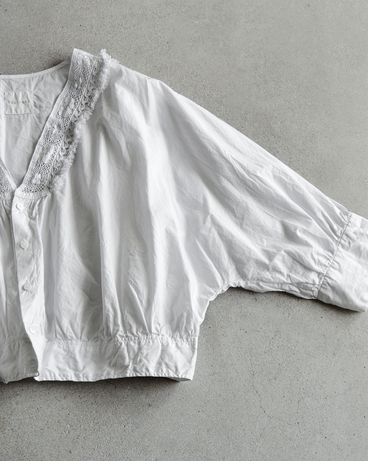 TOUJOURS(�g�D�W���[)�����N���R�b�g���y�[�p�[ �{�����V���c �gNatural Garment Dyed Fringe Lace Bolero Shirt�h ym44vs04