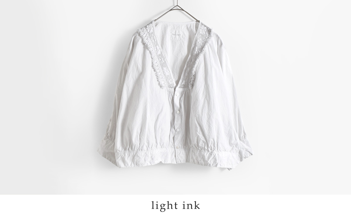 TOUJOURS(�g�D�W���[)�����N���R�b�g���y�[�p�[ �{�����V���c �gNatural Garment Dyed Fringe Lace Bolero Shirt�h ym44vs04