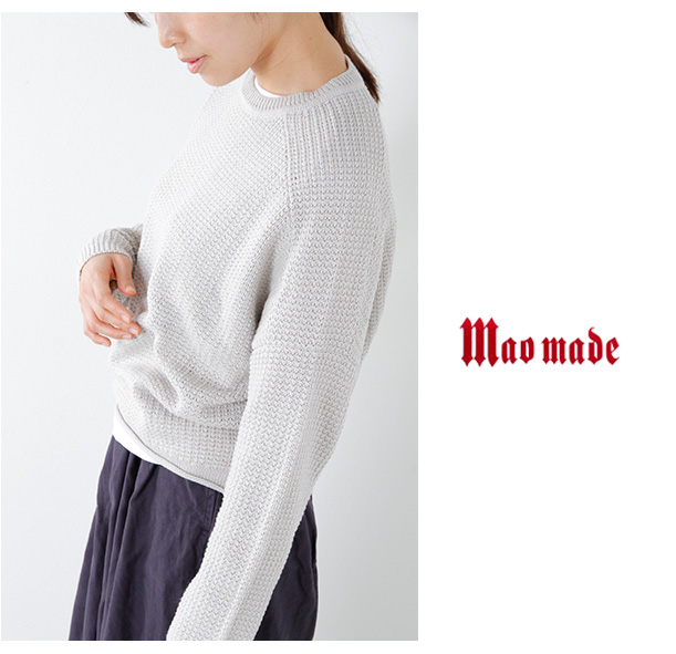 Mao Made マオメイド ワッフルロールアップ ワイドニットプルオーバー Ma
