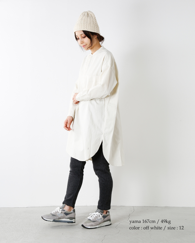 Gymphlex ジムフレックス 60 2ビエラ起毛無地コットンノーカラーシャツワンピース J 1257bsd Ms