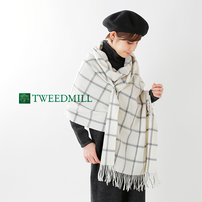 Tweedmill ツイードミル ラムウールストール 70 190 Plain Check Tr