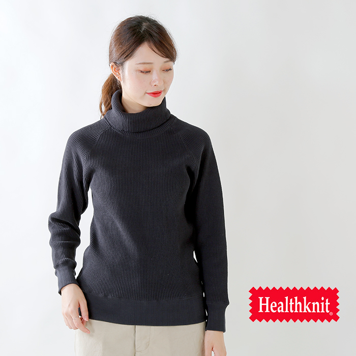 Healthknit ヘルスニット コットンスーパーヘビーワッフルタートルネックロングスリーブカットソー 997 Yh