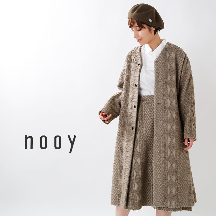 Nooy ヌーイ ウールコットンニットモチーフジャガードローブコート Nct02aw18 Mm