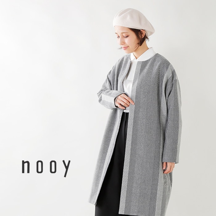 Nooy ヌーイ エアウール組織ストライプノーカラーテールコート Nct04aw18 Tr