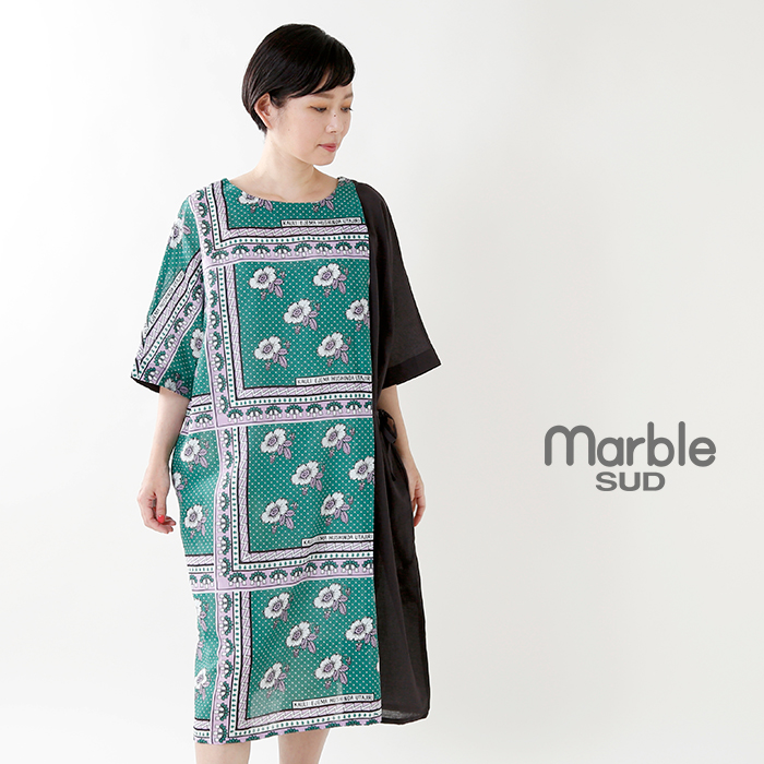 クーポン対象 Marble Sud マーブルシュッド Kangaアシメ切替ワンピース 038m Yh