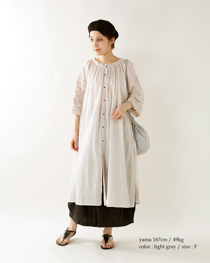 Le Melange ル メランジュ インドコットン刺繍ロングワンピース Ma