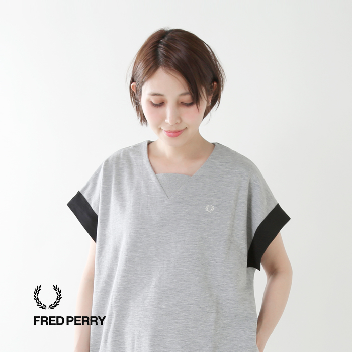 Fred Perry フレッド ペリー コットンガセットネックスウェットワンピース F8422 Fn