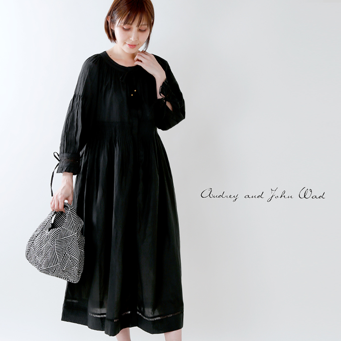 Audrey And John Wad オードリーアンドジョンワッド コットンボイルタックワンピース H0407 Yh