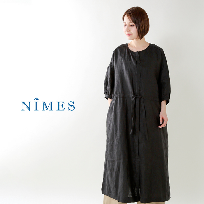 Nimes ニーム リネンキャンバス前開きワンピースコート Nfg Yh