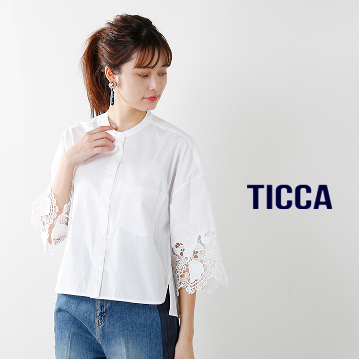 Ticca ティッカ コットン袖レースシャツ Tahs 317 01 Yh