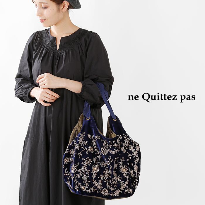 Ne Quittez Pas ヌキテパ 刺繍パンプキンバッグ 3 4 Tr