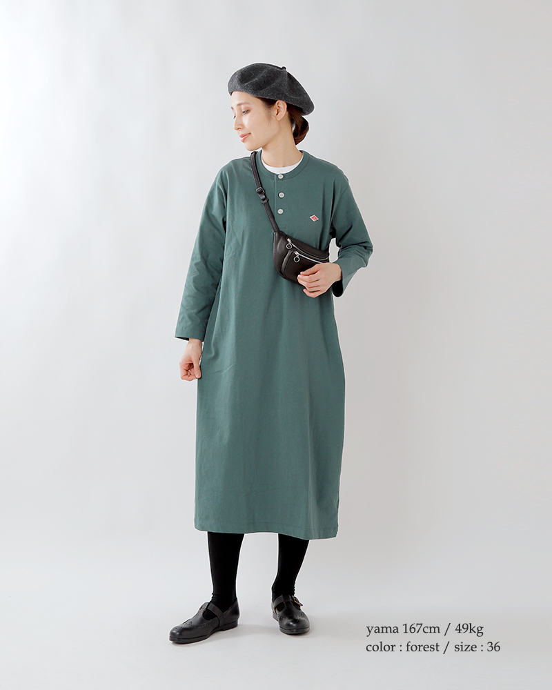 海外出荷不可 Danton ダントン 空紡天竺ヘンリーネックワイドワンピース Jd 9185 Yh