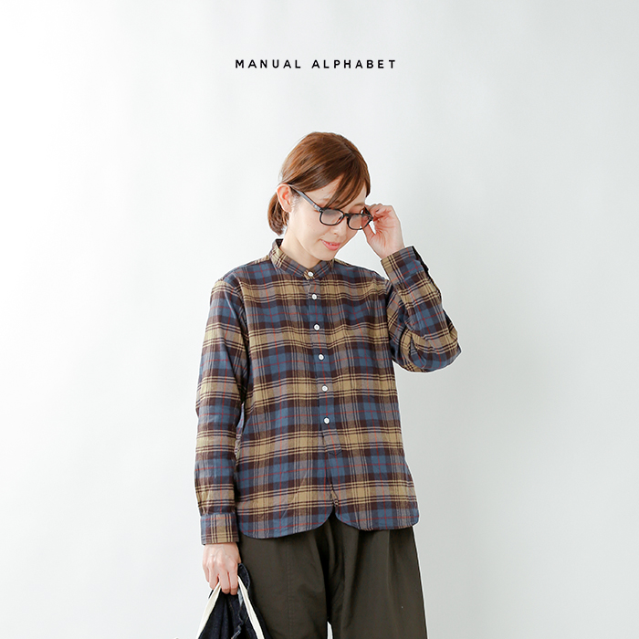 Manual Alphabet マニュアルアルファベット Aranciato別注 バンドカラーチェックシャツ Mal Ac Sh 002 9800 Rf