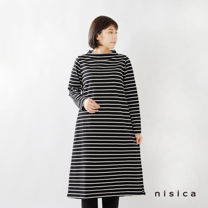 Nisica ニシカ コットンボーダーガンジーネックワンピース Nis 875 Ms