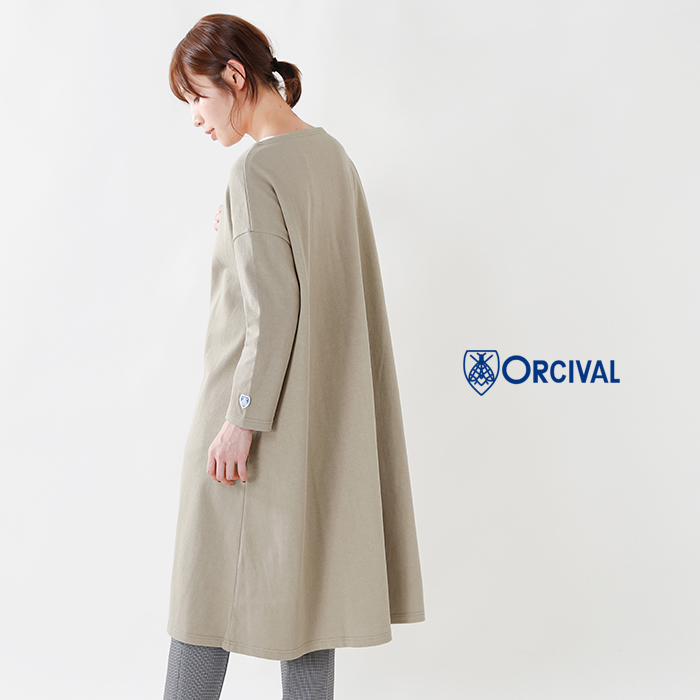 ORCIVAL(オーチバル・オーシバル)コットン100％クルーネックフレアカットソーワンピースrc-9098