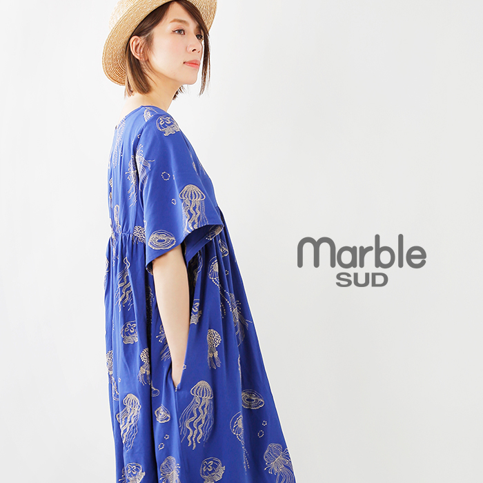 Marble Sud マーブルシュッド ハーフドルマンスリーブワンピース Emb Jellyfish 039s Mt