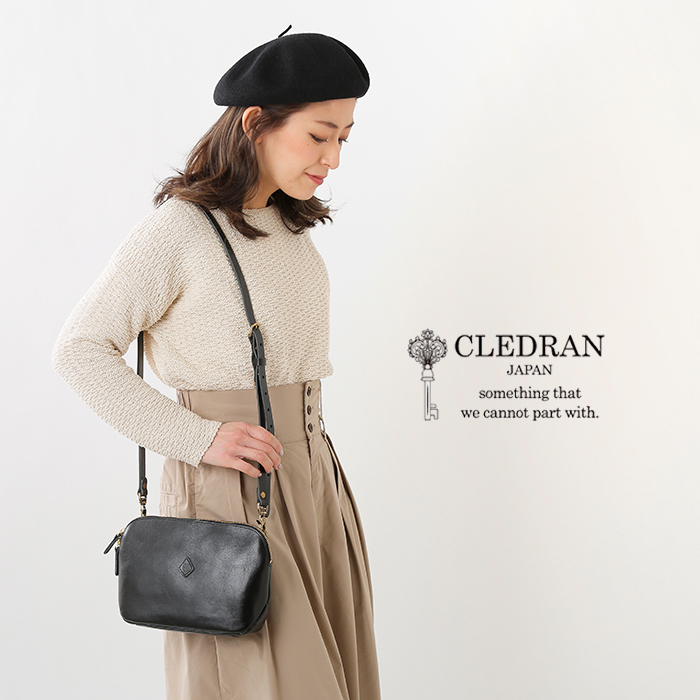 Cledran クレドラン カウレザーウォレットショルダーバッグ Flam Flam Wallet Sh Yn