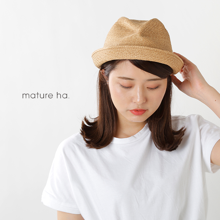 mature ha. マチュアーハ BOXED HAT 104 ネイビー 7cm - 麦わら帽子