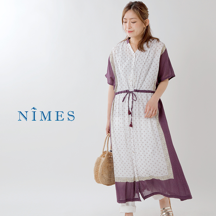 Nimes ニーム 前開きプリントワンピース Nfg Yh