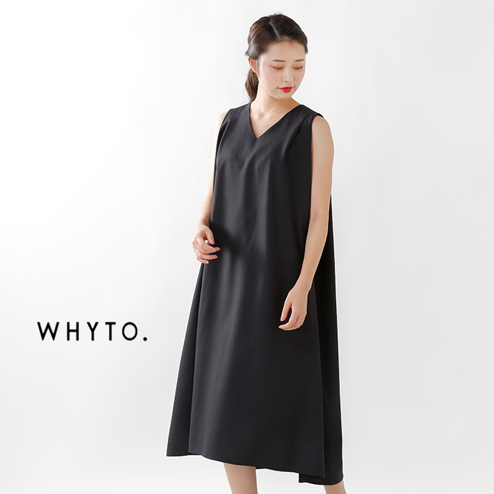 Whyto ホワイト リネンライクフレアーラインvネックノースリーブワンピース Wht19hop6 Tr