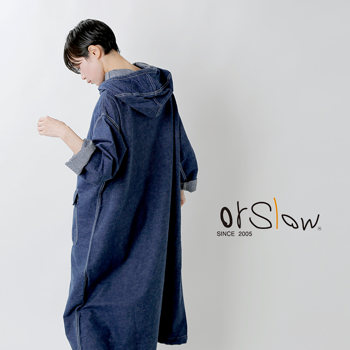 Or Slow オアスロウ 6ozデニム Us Navyコットンサルベージフードロングワンピース 00 9540 Yh