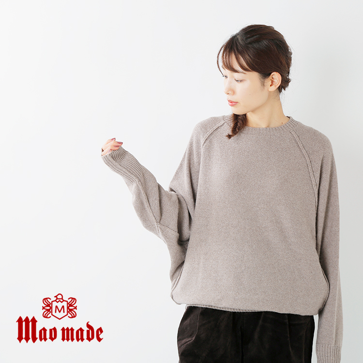 Mao Made マオメイド コットン ベビーアルパカラグランスリーブニットプルオーバー o Mm