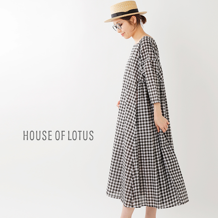 House Of Lotus ハウス オブ ロータス コットンチェックスクエアギャザーワンピース 01 803 Mt