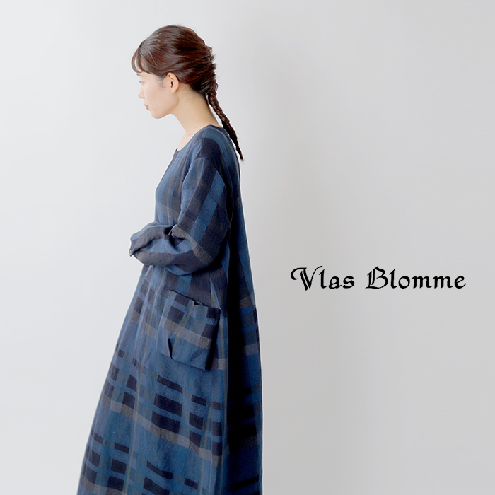 Vlas Blomme ヴラスブラム ブラスブラム オータムフォレストウールリネンコクーンワンピース Yh