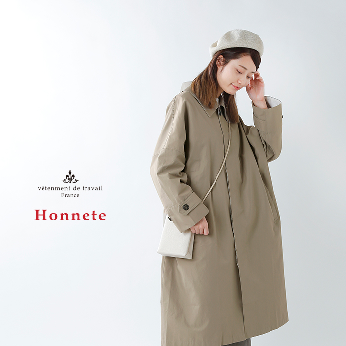 Honnete オネット オルメテックスギャバジンnewラウンドカラーコート Ho aw Co11 Yn