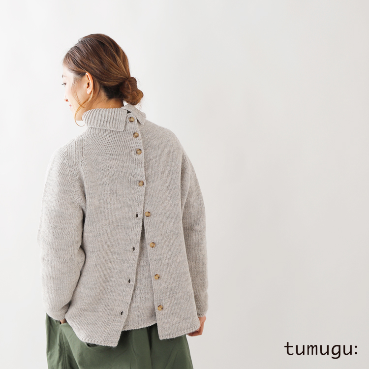 Tumugu ツムグ ウールアルパカ2wayカーディガン Tk311 Yn
