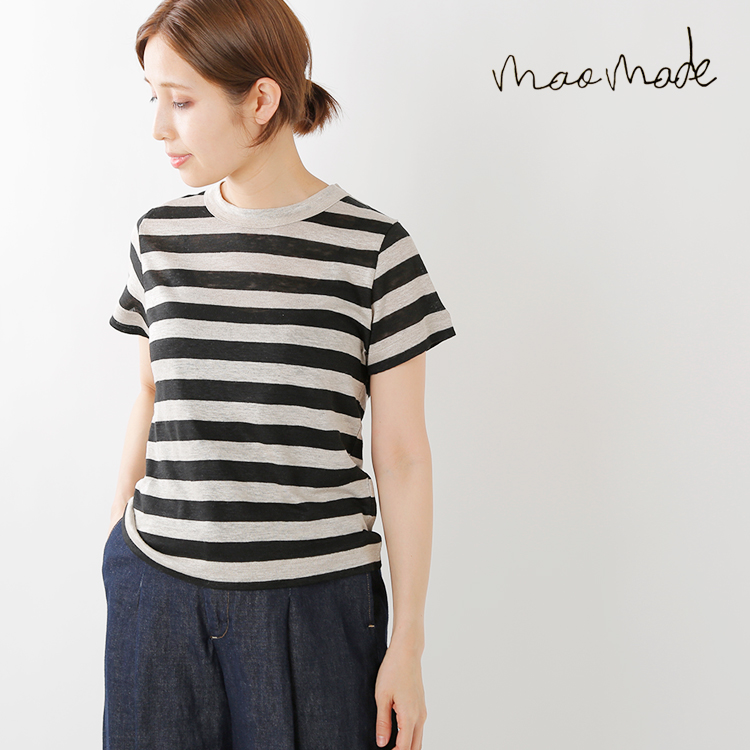 Mao Made マオメイド プリミエルリネンクルーネックtシャツ 0112 B Yh