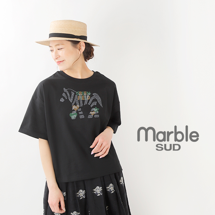 marble SUD(マーブルシュッド)コットンショートスリーブTシャツ“Green Field” 01am003067